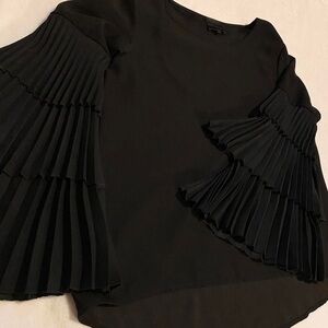 Say What Black Tiered Pleated Ruffle Sleeve Blouse Top Sz 1X